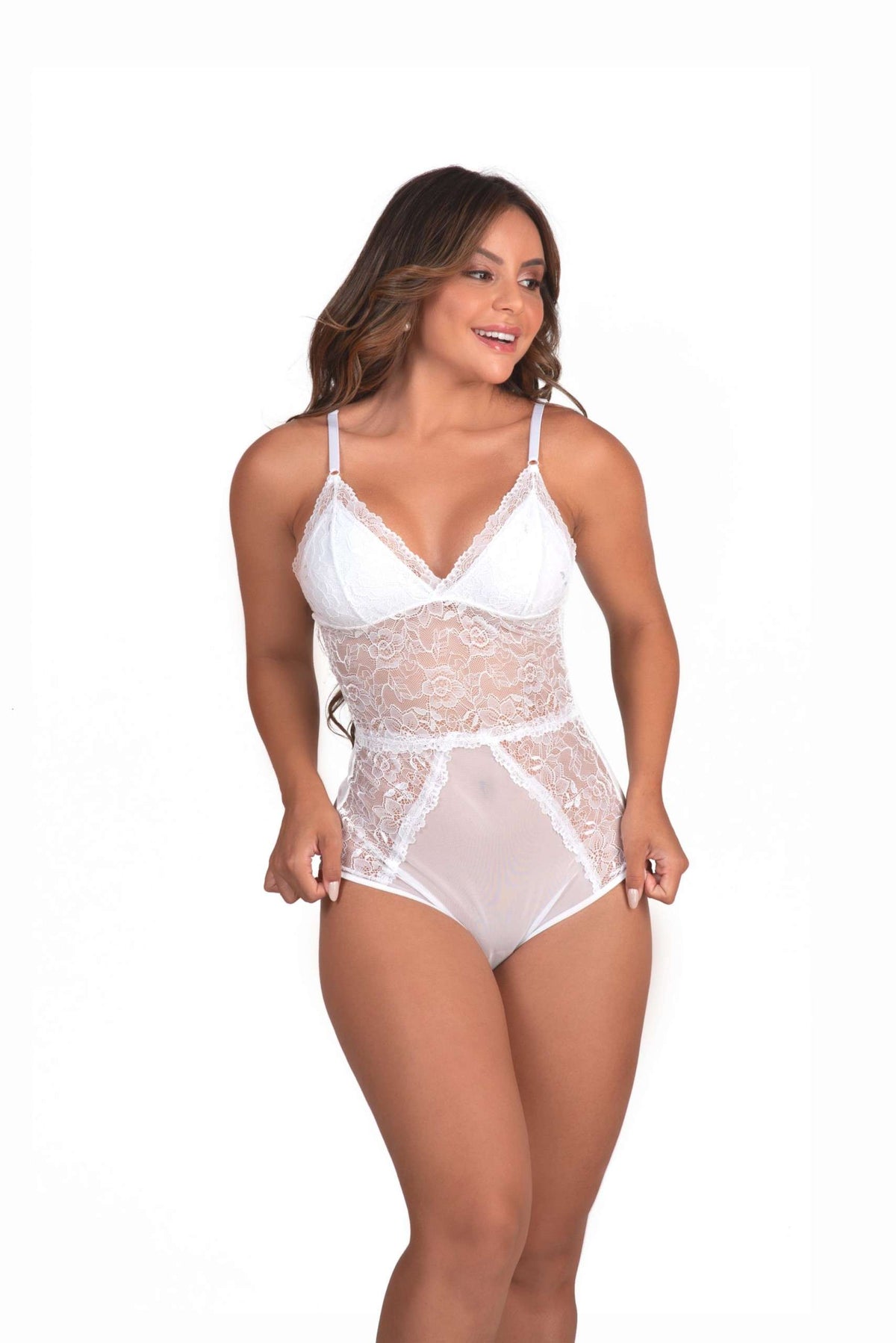Body em renda e tule em Branco – Doce Malícia