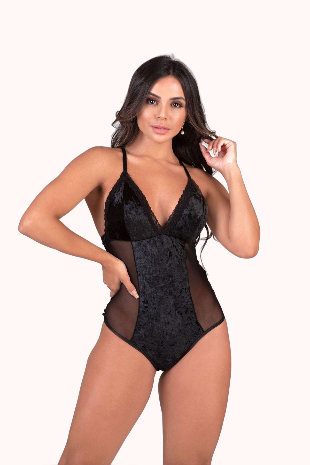 Body em veludo com tule – Doce Malícia