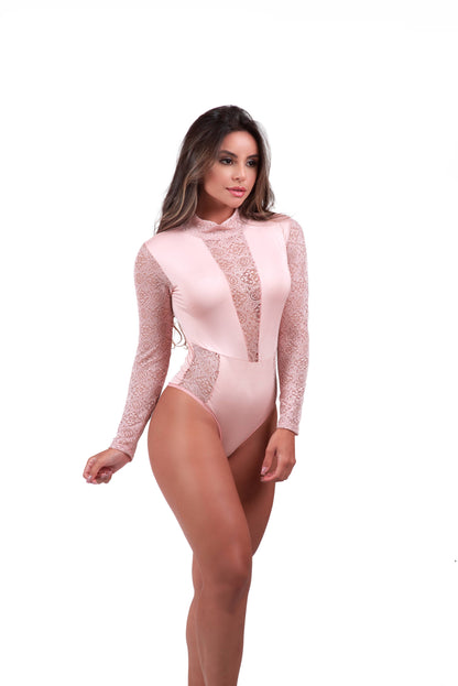 Body manga longa em azul-Marinho – Doce Malícia