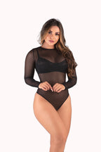 Body manga longa em tule dot – Doce Malícia