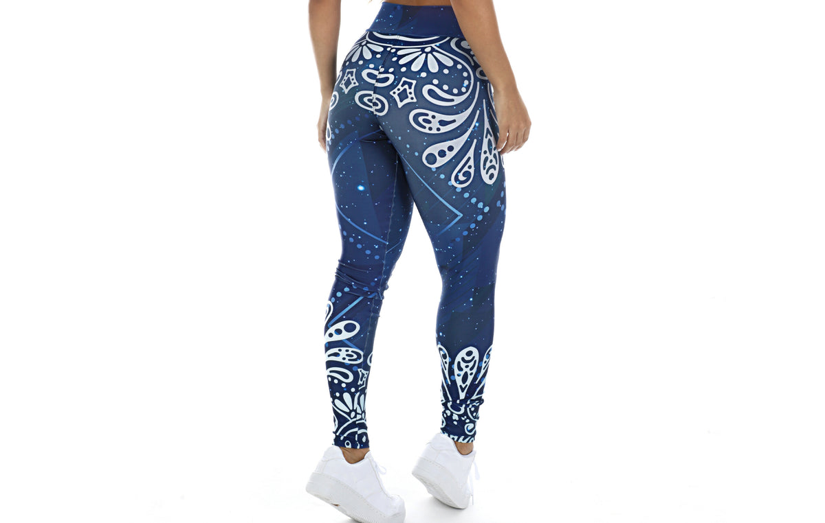 Calça legging azul sublimada em Estampa digital – Doce Malícia