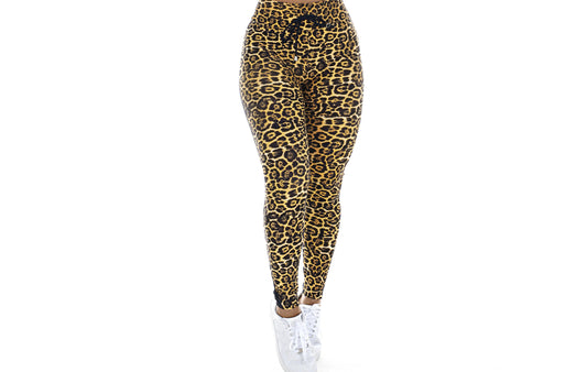 Calça legging em animal print amarelo em Animal Print- Onça – Doce Malícia