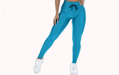 Calça Legging em Verde Metalizado com Cordão