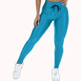 Calça legging em verde metalizado com cordão – Doce Malícia
