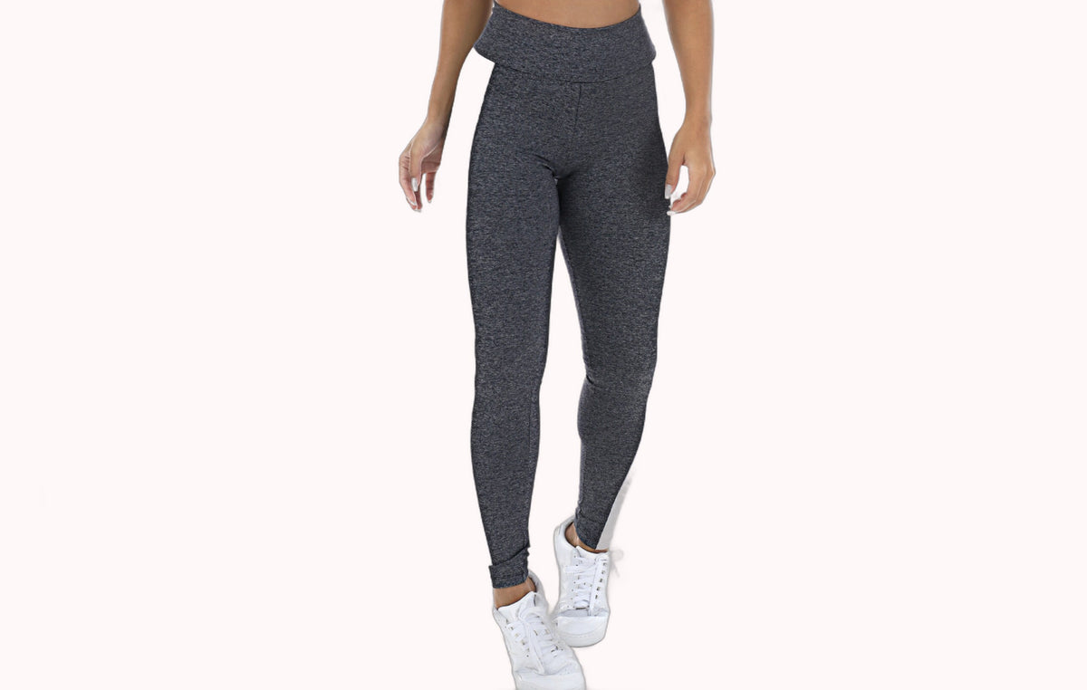 Calça Legging Mescla com Faixa Branca