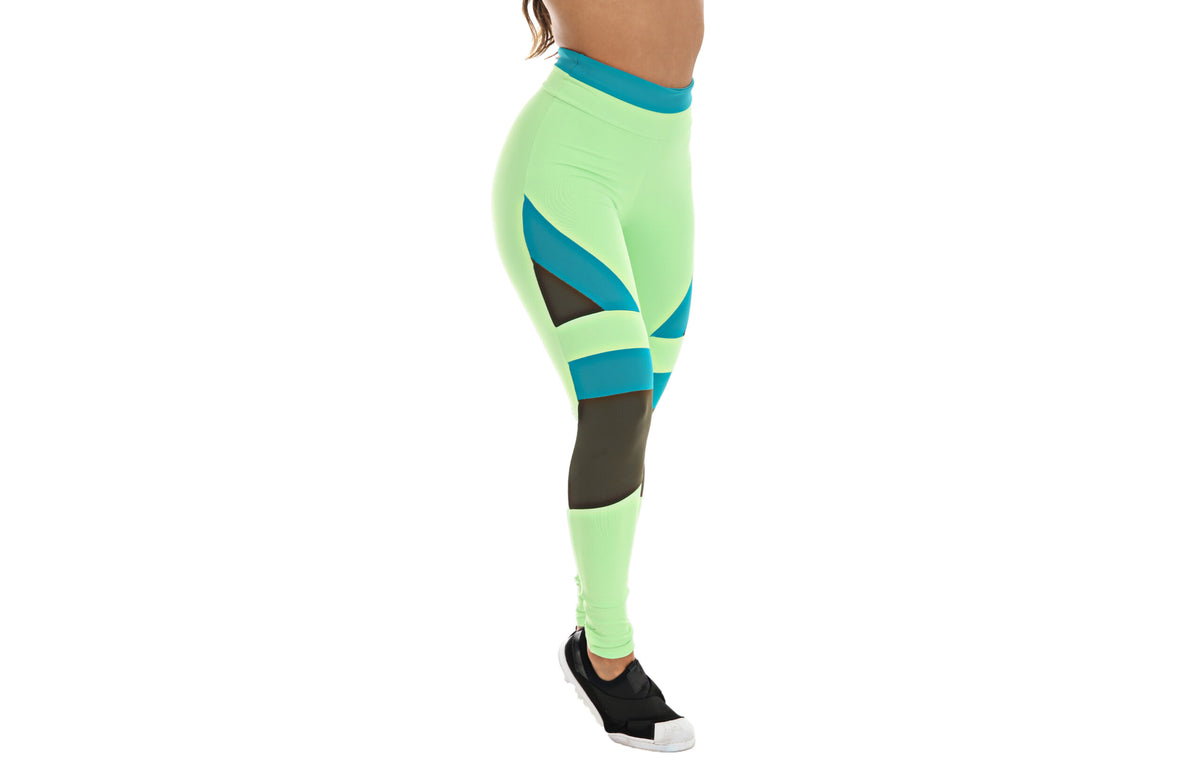 Calça legging verde com recortes em verde – Doce Malícia