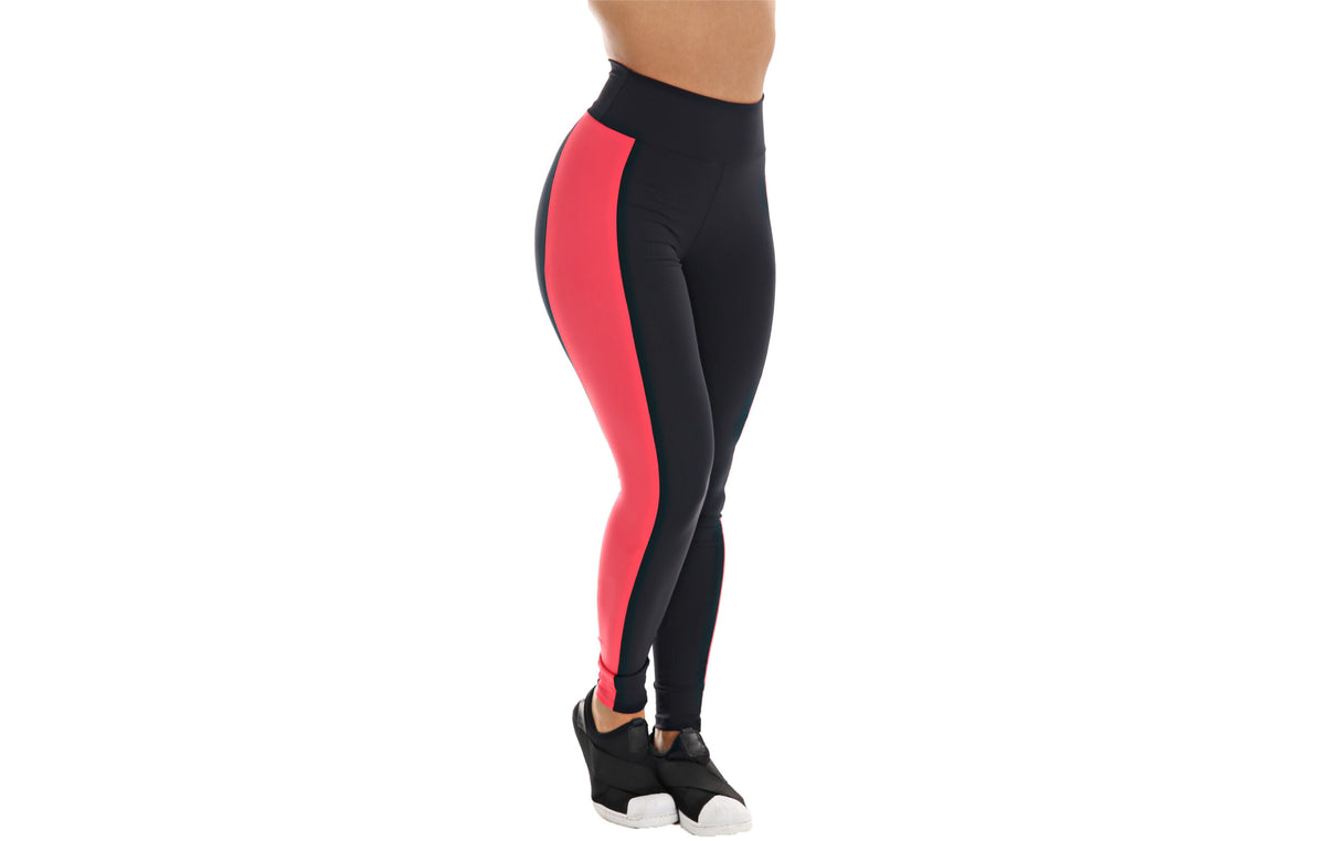 Calça legging com faixa lateral em Preto – Doce Malícia