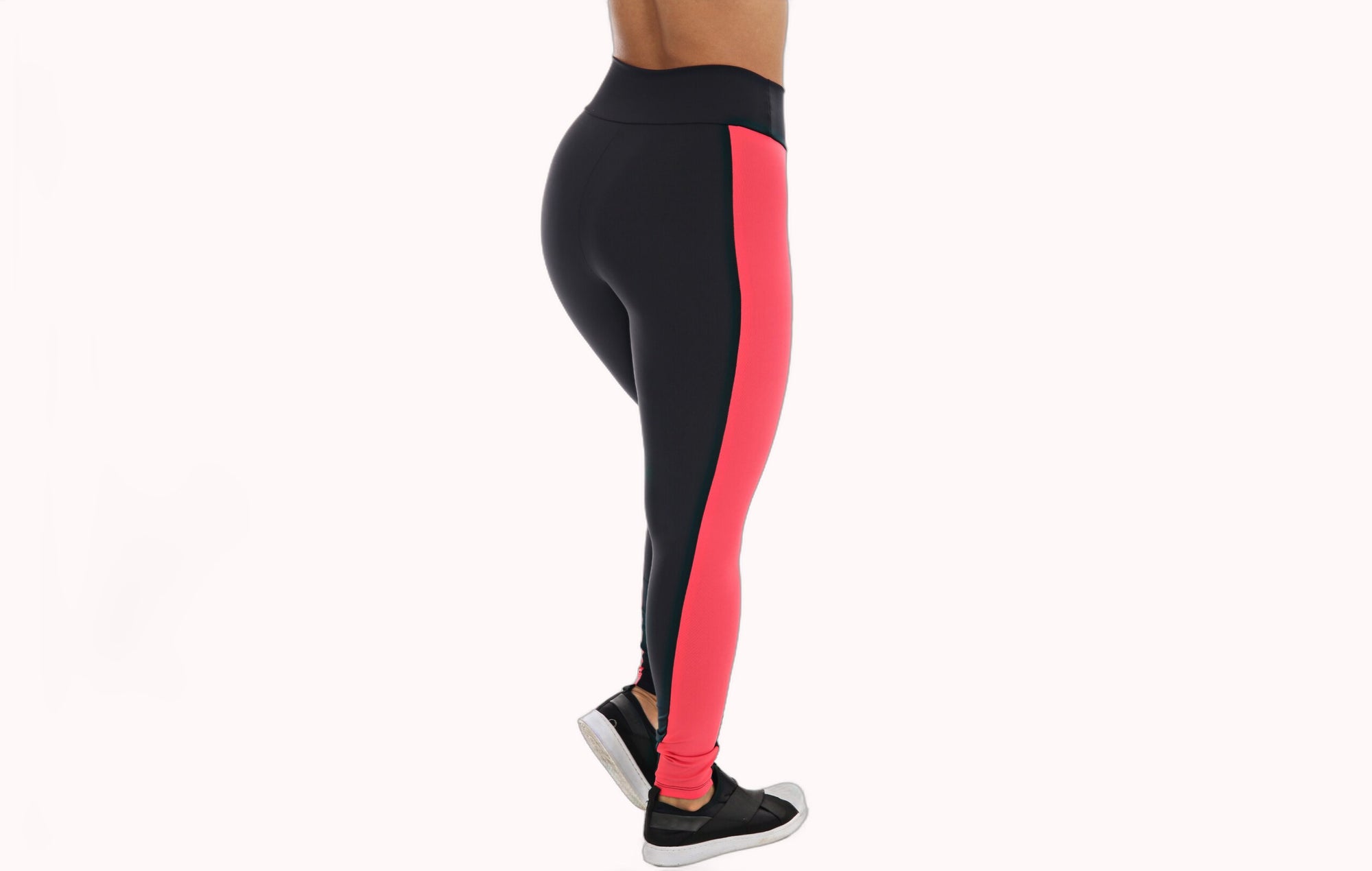Calça legging com faixa lateral em salmão – Doce Malícia