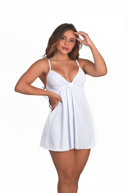 Camisola com flor no busto em azul-Marinho – Doce Malícia