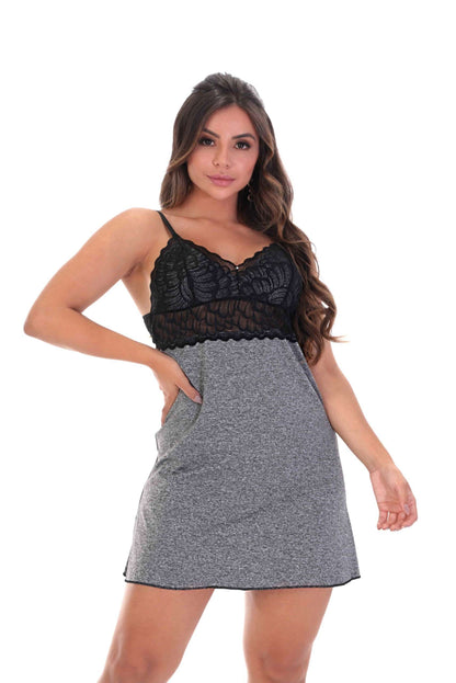 Camisola em mescla com renda em Branco – Doce Malícia