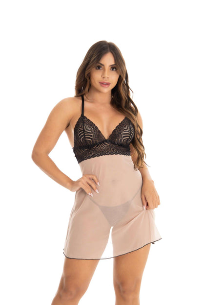 Camisola em Renda com Transparência em azul-Marinho – Doce Malícia