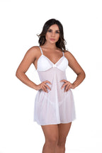 Camisola em tule com Calcinha em cores sortidas – Doce Malícia