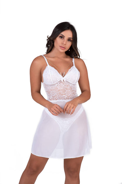 Camisola em tule com pérolas em Branco – Doce Malícia