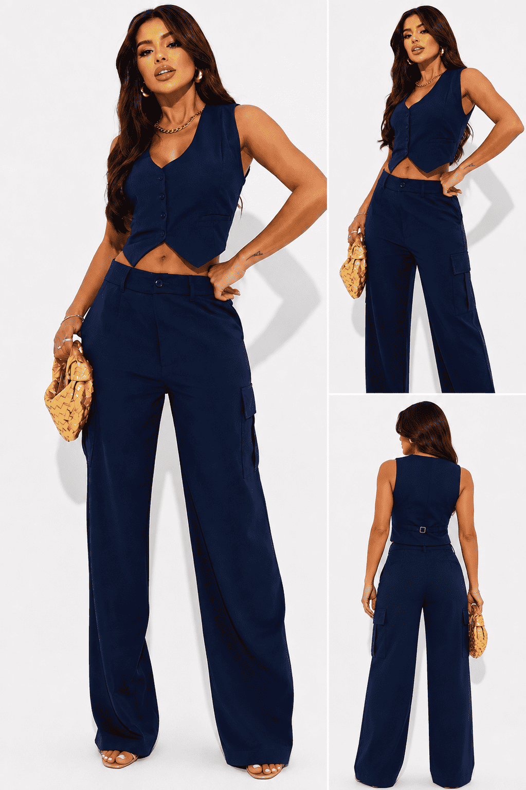Conjunto Kaley Colete e Calça Cargo Alfaiataria - Verde
