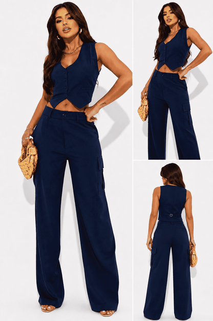 Conjunto Kaley Colete e Calça Cargo Alfaiataria - Verde