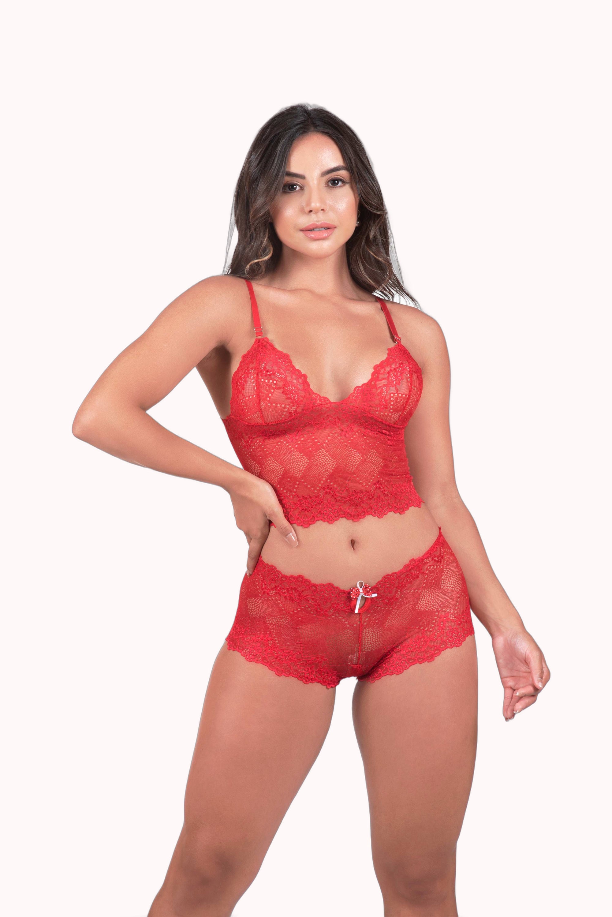 Conjunto cropped em renda – Doce Malícia