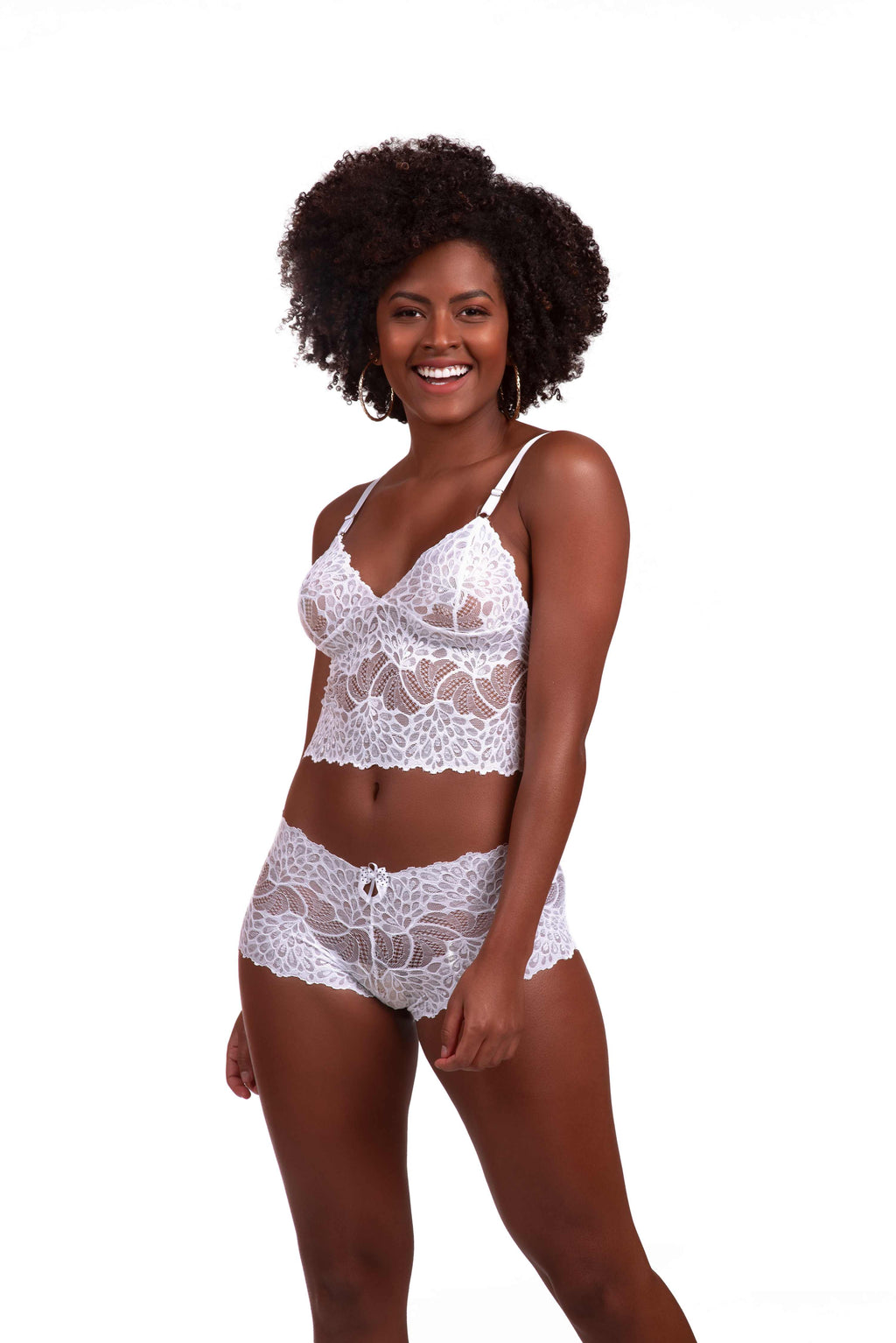 Conjunto cropped em renda em azul-Marinho – Doce Malícia