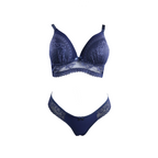 Conjunto em renda com bojo em azul-Marinho – Doce Malícia