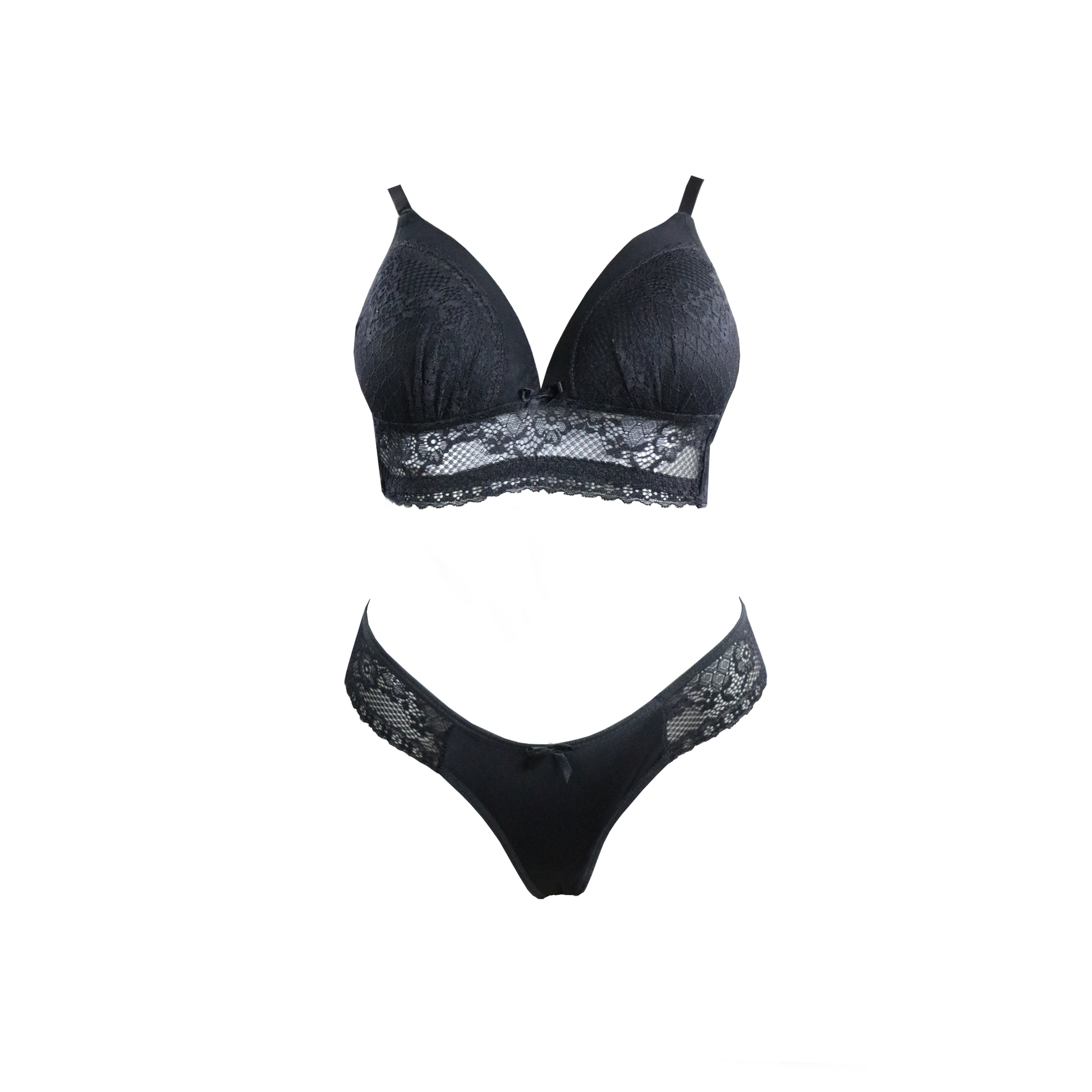 Conjunto em renda com bojo em azul-Marinho – Doce Malícia