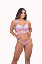 Conjunto bicolor em renda desenhada – Doce Malícia