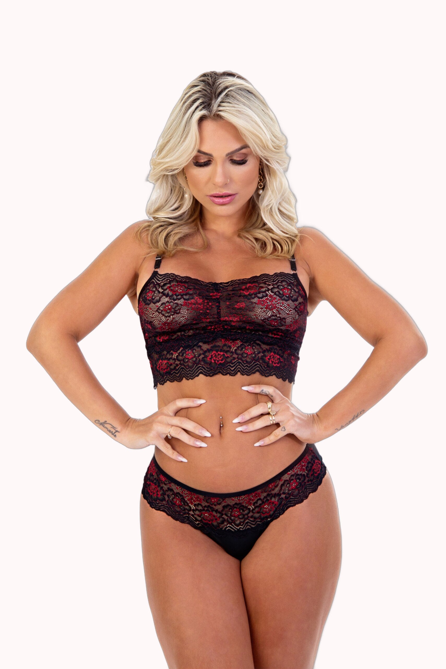 Conjunto bicolor rendado – Doce Malícia