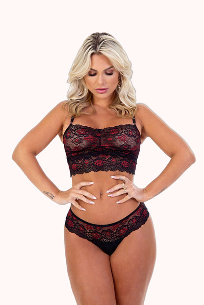 Conjunto bicolor rendado – Doce Malícia