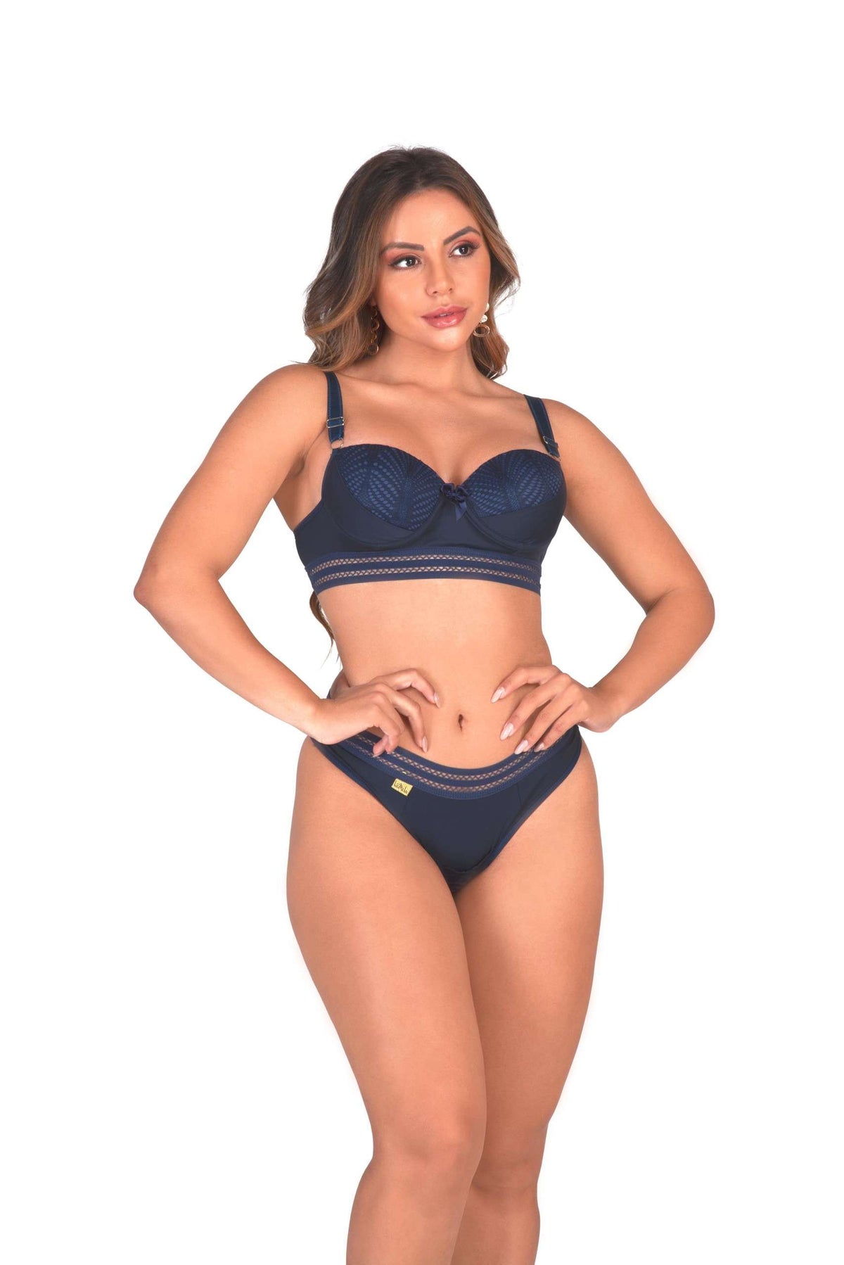 Conjunto de bojo com calcinha sexy em azul-Marinho – Doce Malícia