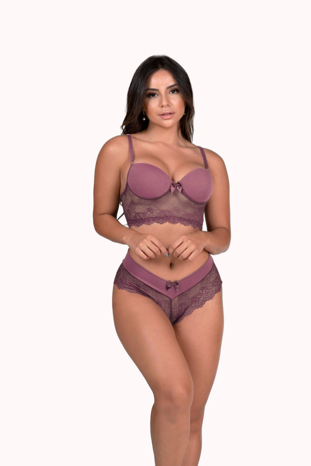 Conjunto de bojo em renda e microfibra – Doce Malícia