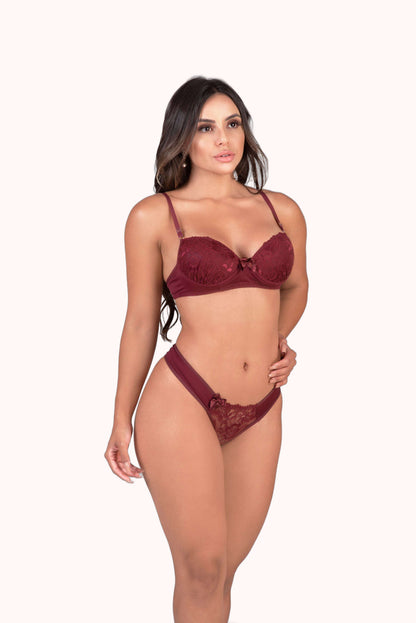 Conjunto de bojo em renda e microfibra – Doce Malícia