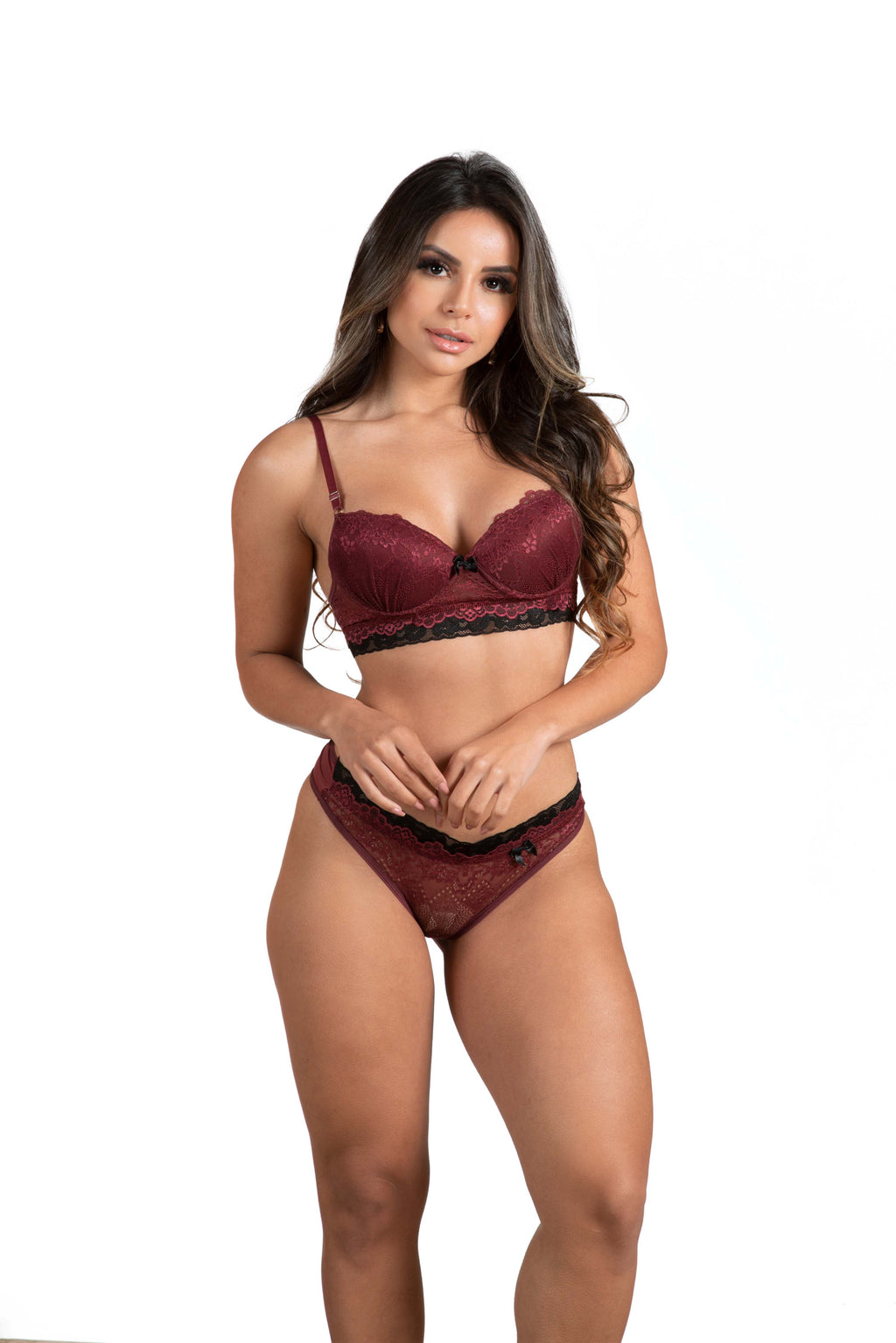 Conjunto de lingerie bicolor em cores sortidas – Doce Malícia