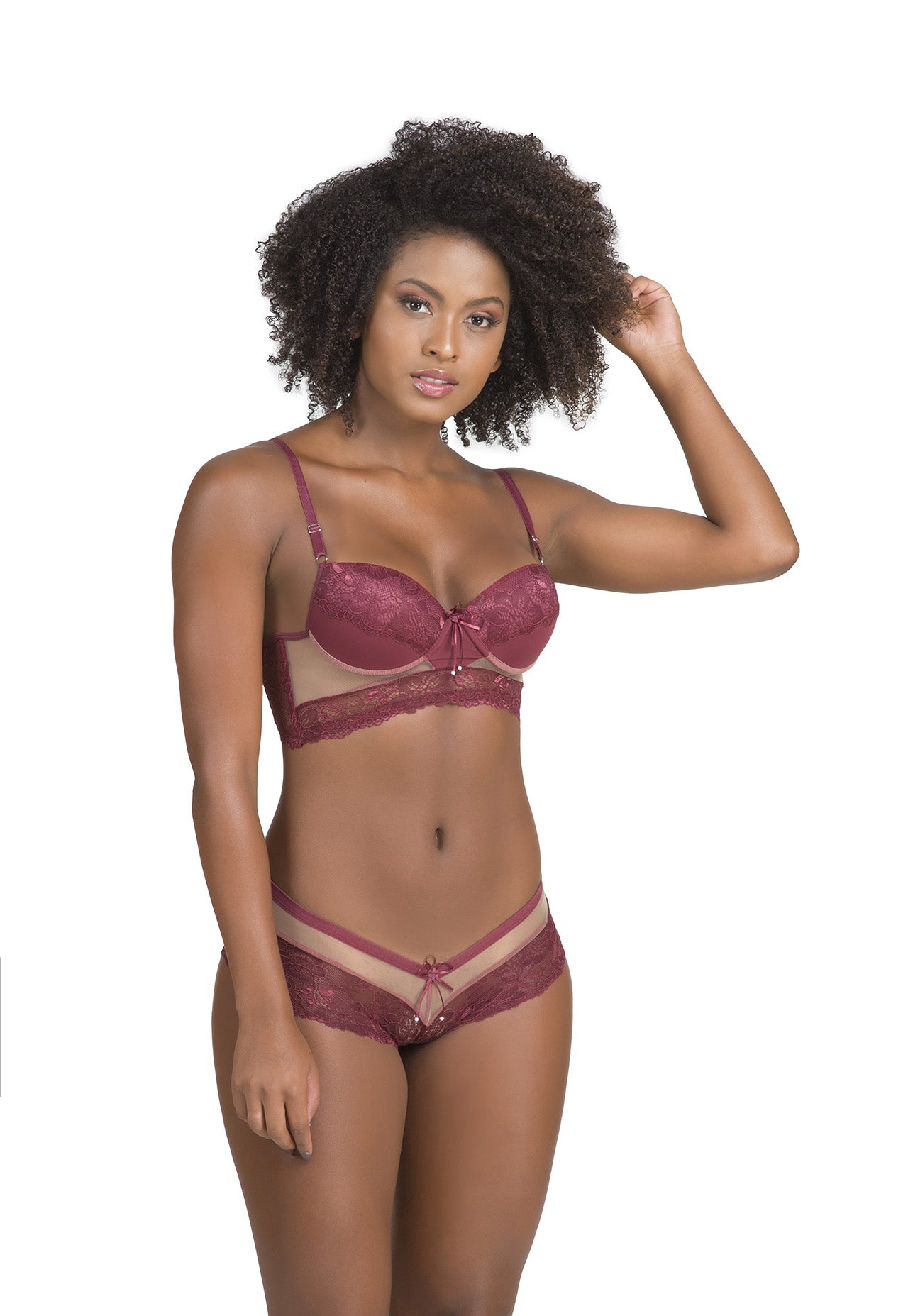 Conjunto de lingerie com tule em cores sortidas – Doce Malícia