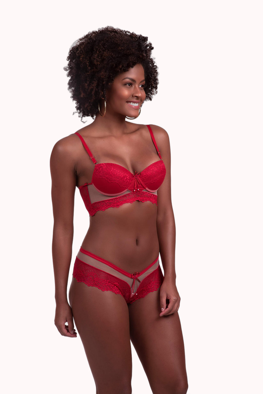 Conjunto de lingerie com tule – Doce Malícia