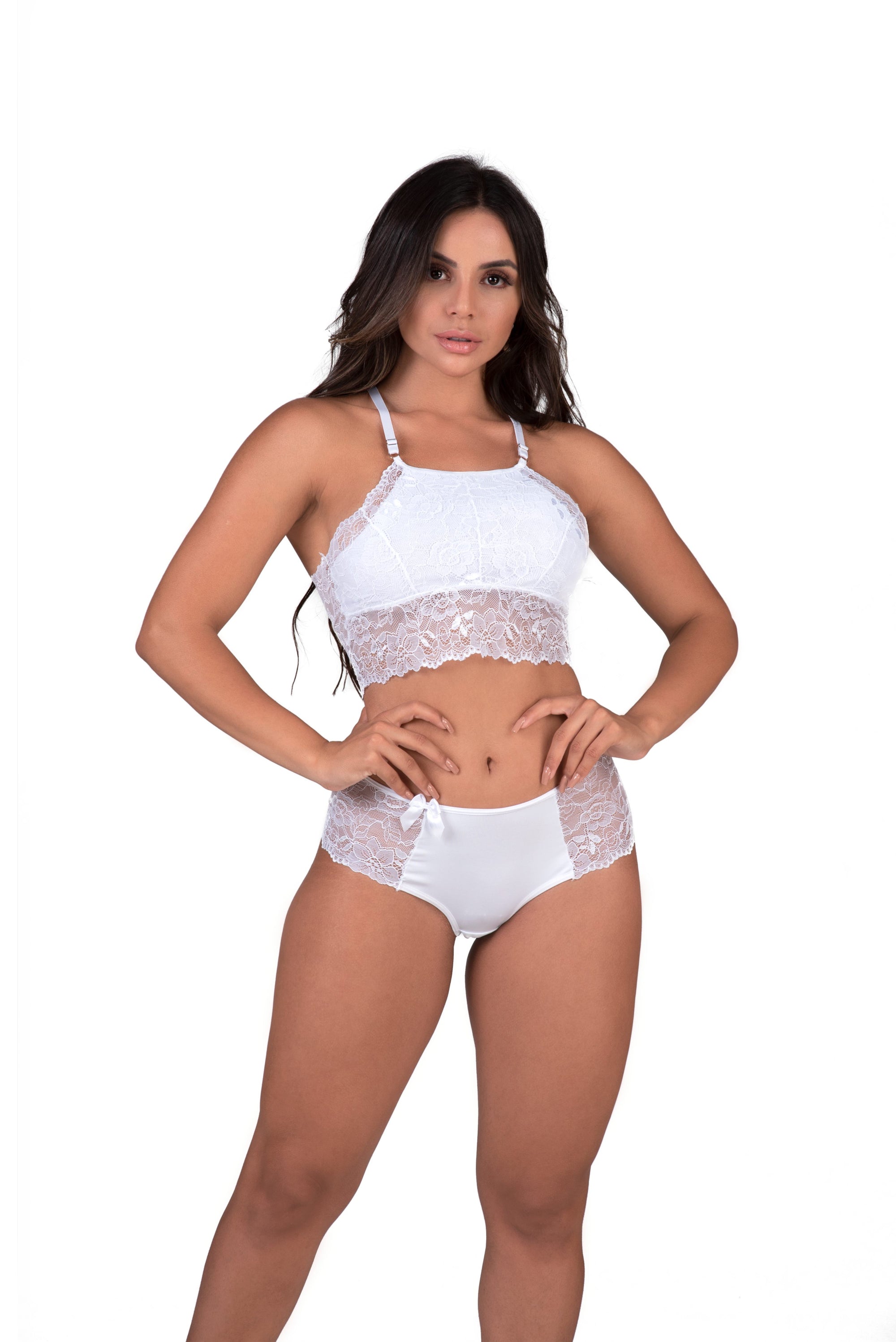 Conjunto de lingerie em renda em amarelo – Doce Malícia