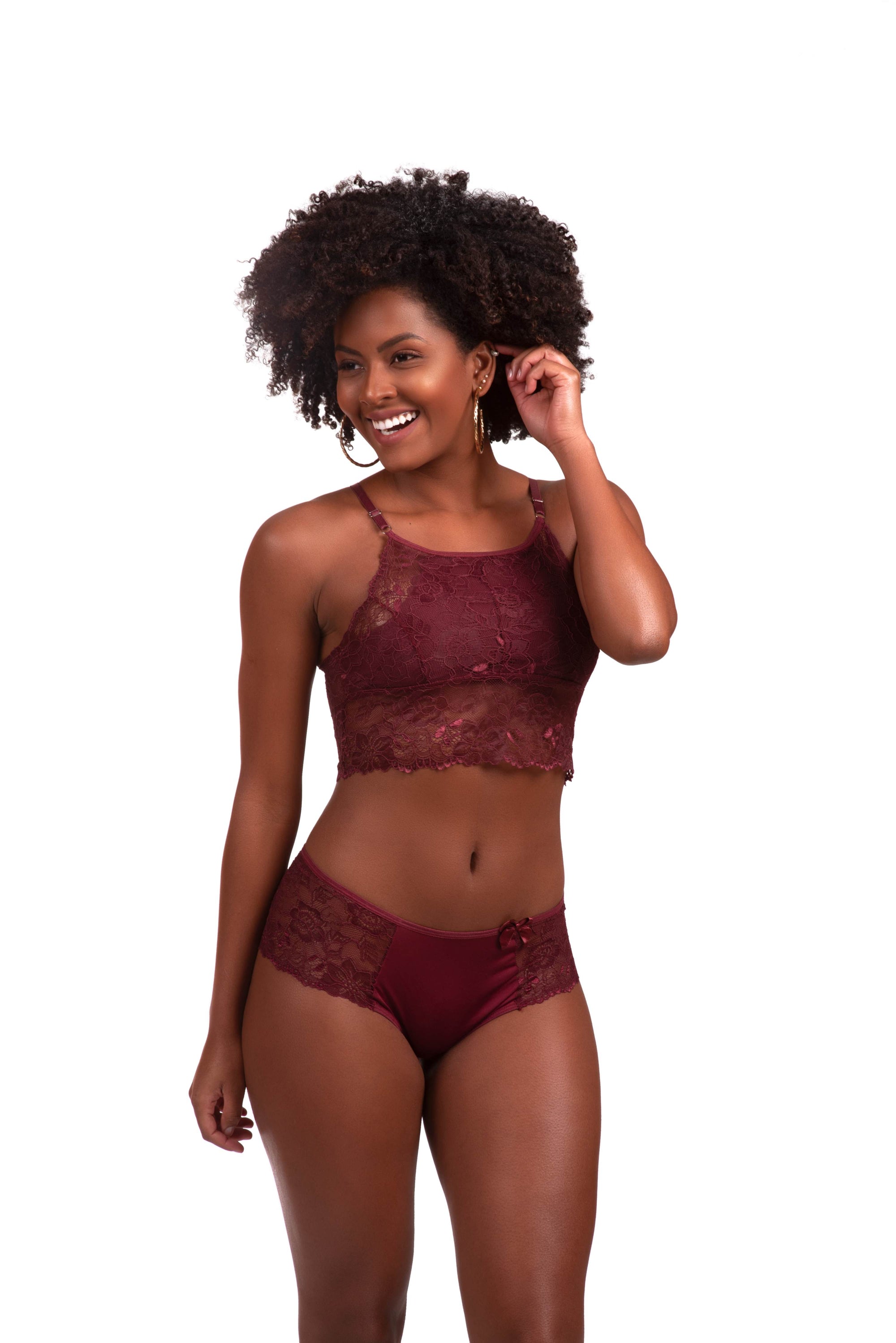Conjunto de lingerie em renda em amarelo – Doce Malícia