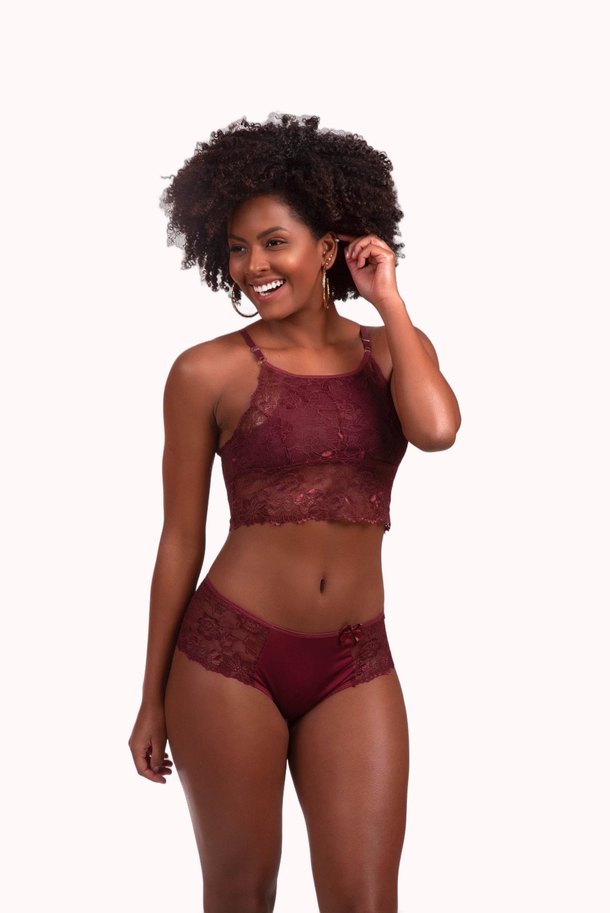 Conjunto de lingerie em renda sem bojo – Doce Malícia