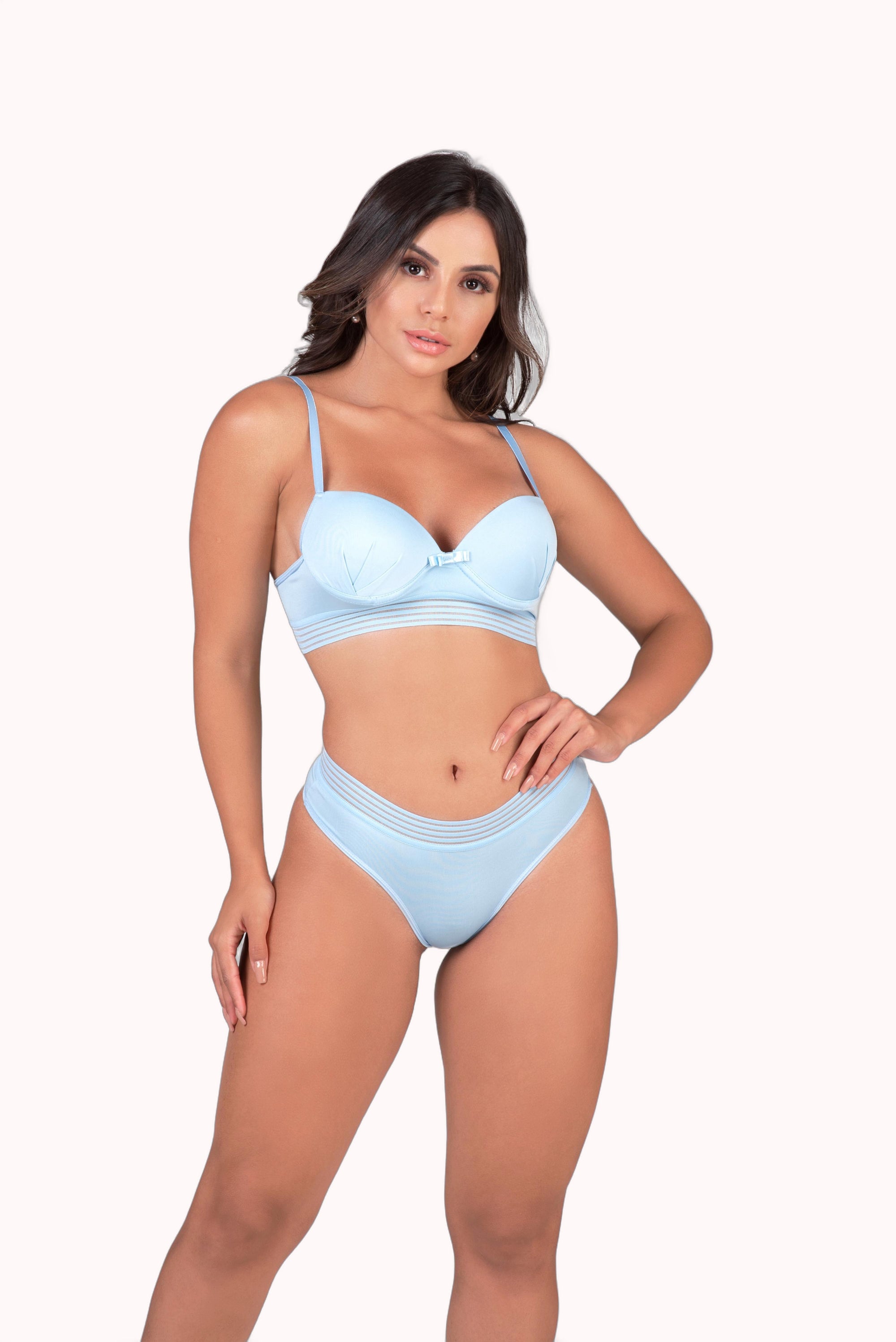 Conjunto em microfibra com elástico bordado – Doce Malícia