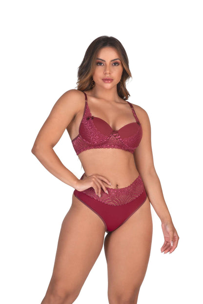 Conjunto em renda com fio duplo em cores sortidas – Doce Malícia