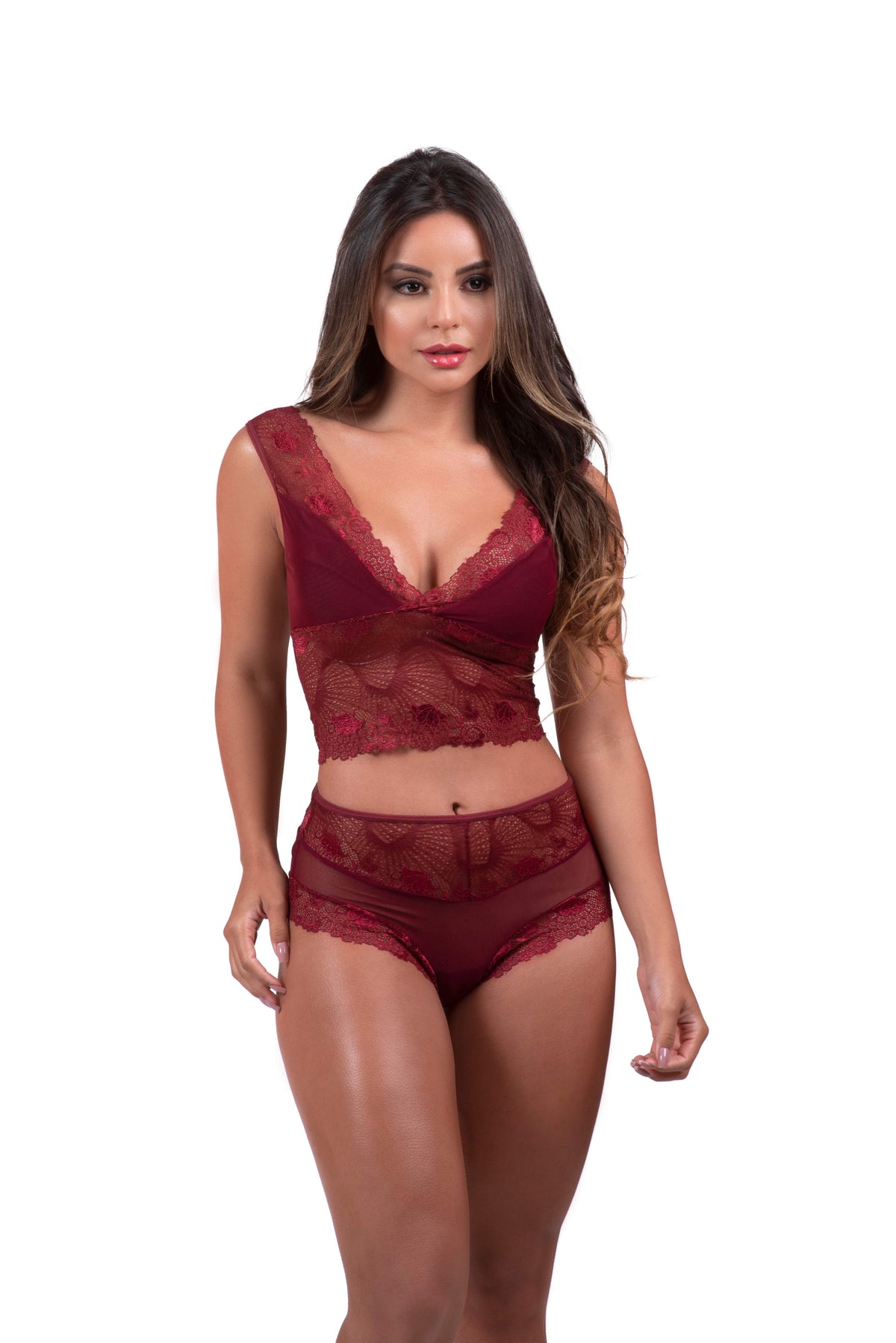 Conjunto em tule e renda em cores sortidas – Doce Malícia