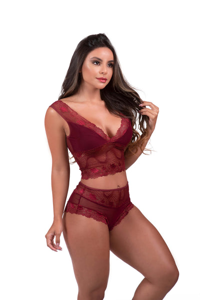 Conjunto em tule e renda em cores sortidas – Doce Malícia