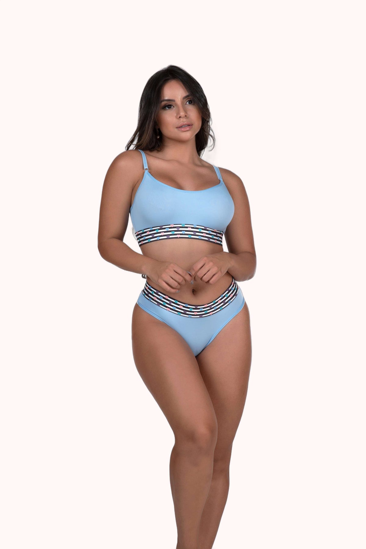 Conjunto sem bojo com elástico estampado – Doce Malícia