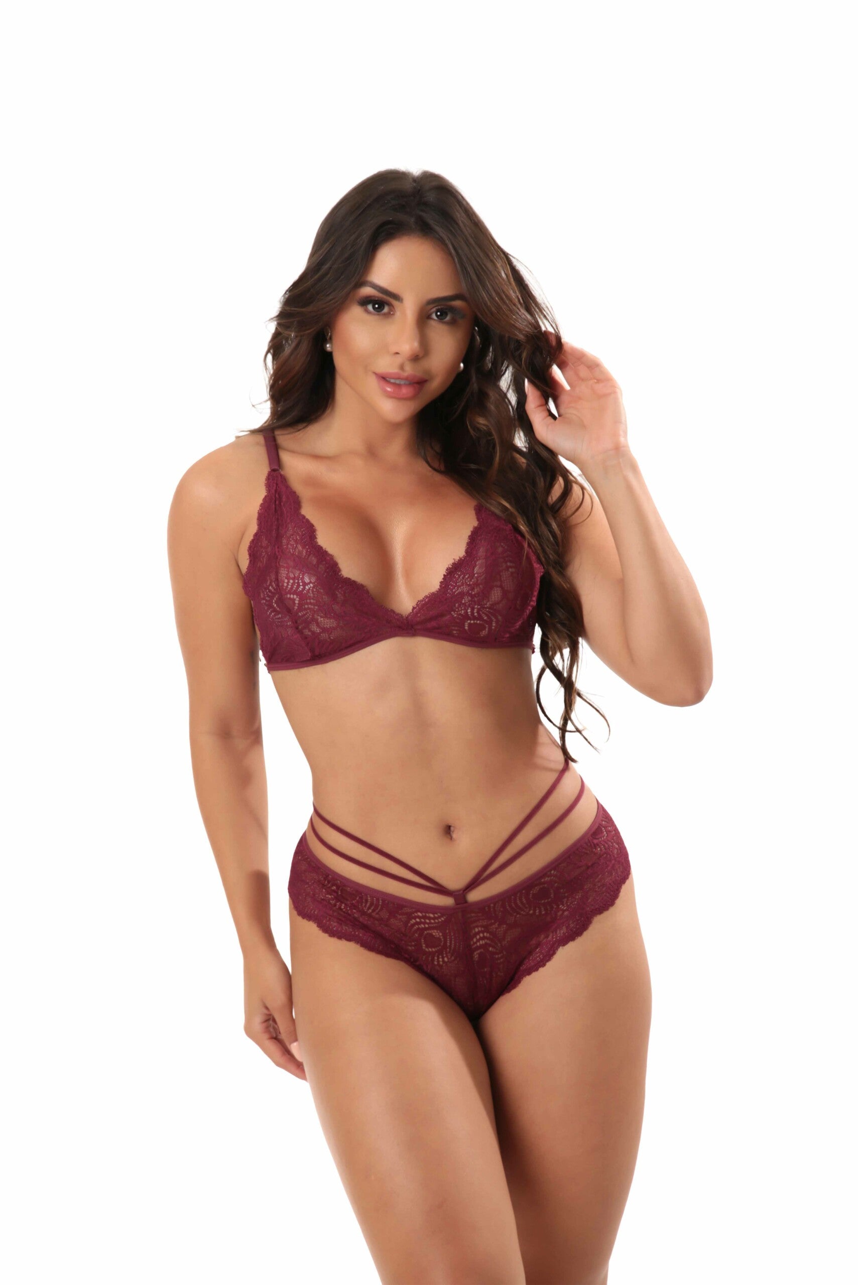 Conjunto Sensual em Renda com Tiras em Branco – Doce Malícia