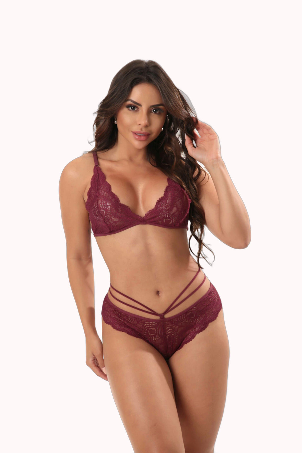 Conjunto Sensual em Renda com Tiras – Doce Malícia