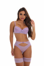 Conjunto Sexy com Cinta Liga em Branco – Doce Malícia