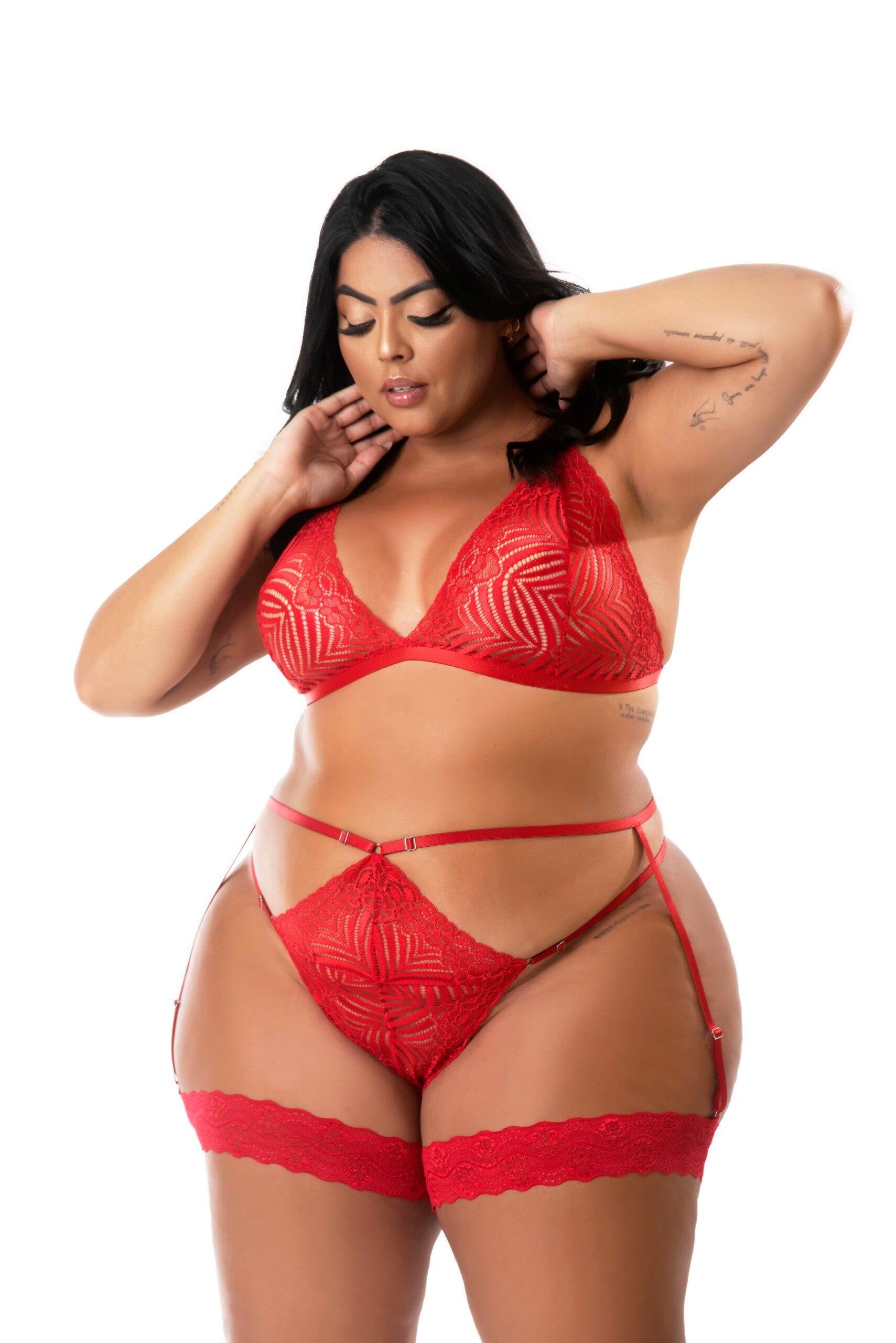 Conjunto Sexy Plus Size em Renda em Branco – Doce Malícia