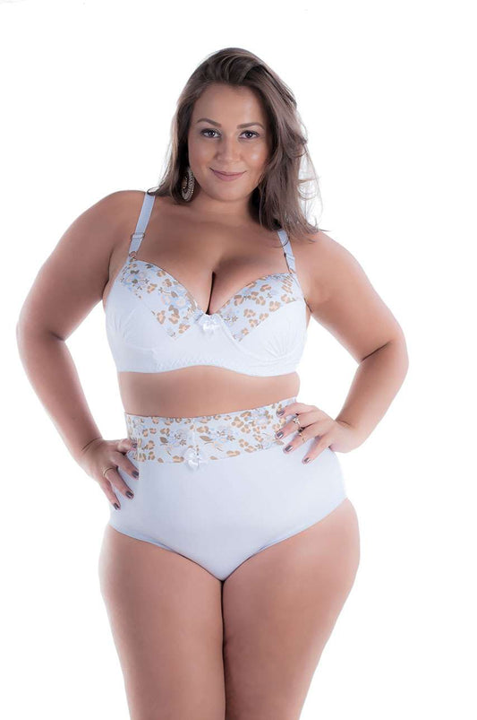 Conjunto plus size alto na cintura em Branco – Doce Malícia