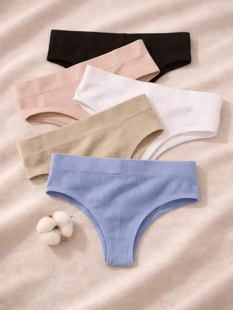 Kit 10 Calcinhas de Algodão Tanga Feminina Canelada Conforto