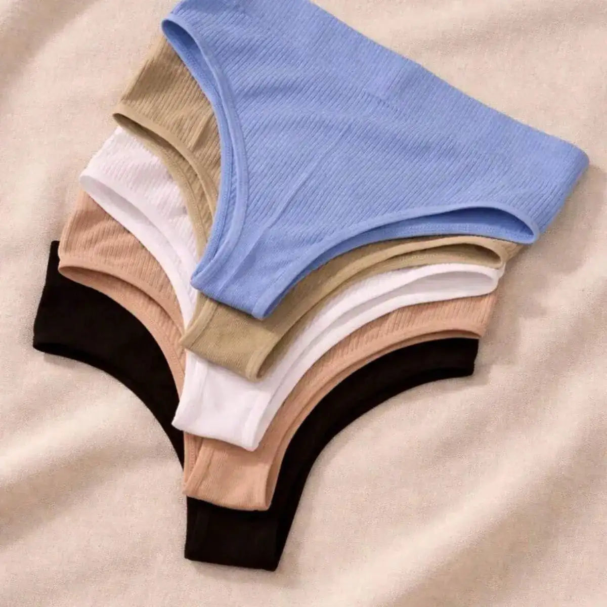 Kit 10 Calcinhas de Algodão Tanga Feminina Canelada Conforto