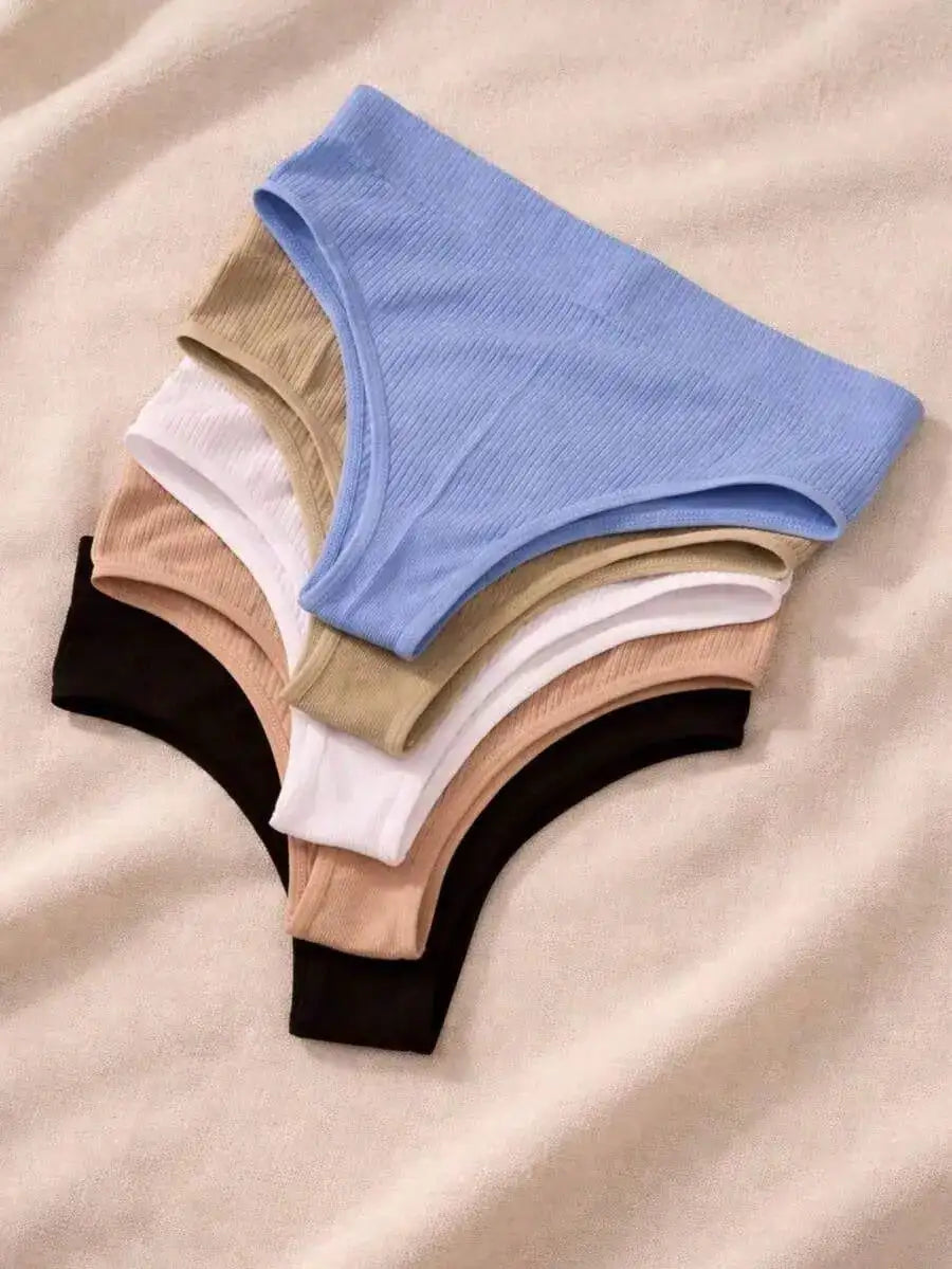 Kit 10 Calcinhas de Algodão Tanga Feminina Canelada Conforto
