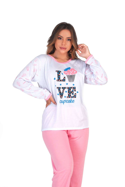 Pijama Feminino Longo em cores sortidas – Doce Malícia