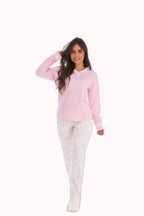 Pijama com calça estampada e detalhe em renda – Doce Malícia